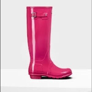 Hunter Tall Gloss Tain Boots - Pink